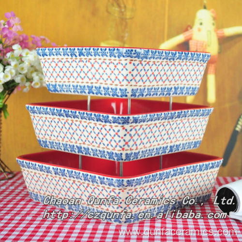 Different sizes handpainted square bakeware without handle